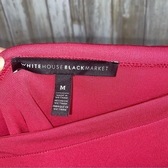 White House Black Market Red Knit Off The Shoulder Blouse - Picture 6 of 6